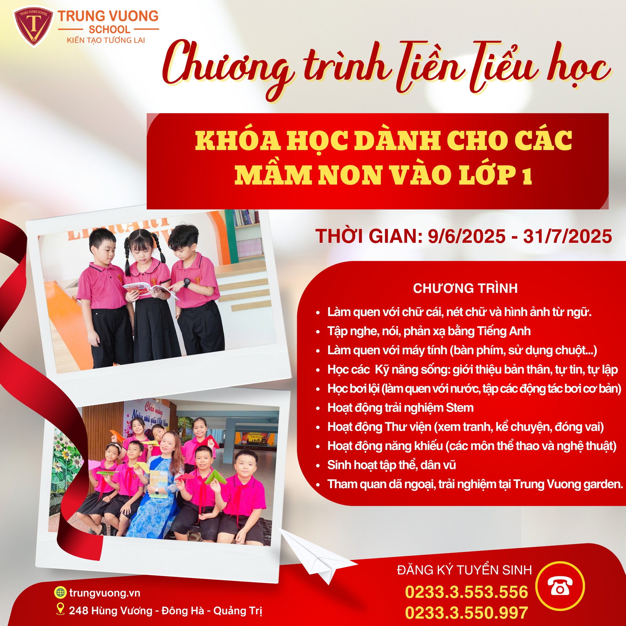 Tiền Tiểu học Trưng Vương - Hành trang vững vàng, sẵn sàng vào lớp 1